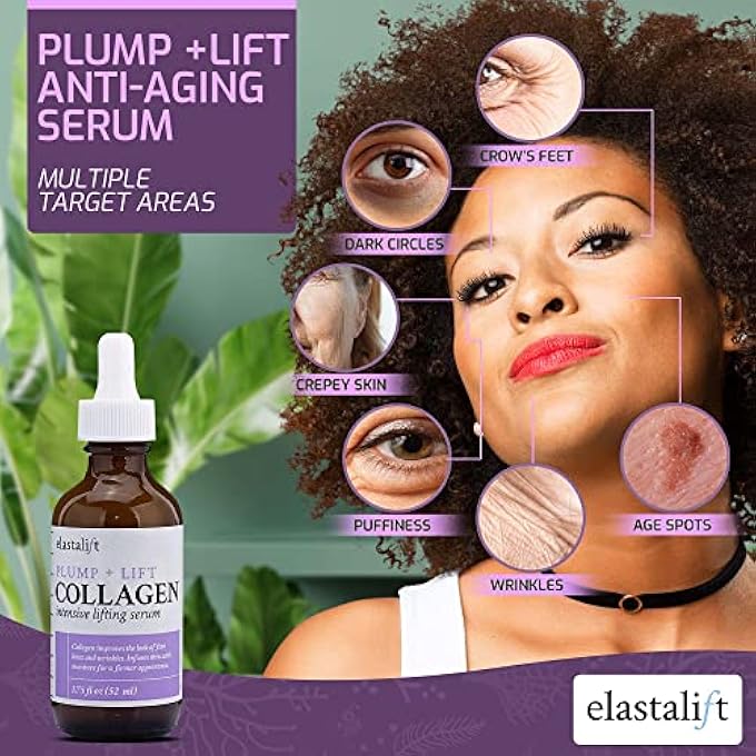 elastalift COLLAGEN LIFTING PLUMPING FIRMING SERUM ANTI AGING COLLAGEN SERUM FOR FACE IMPROVES ELASTICITY EVENS SKIN TONE PLUMPS LIFTS SAGGING SKIN NON GREASY WRINKLE SERUM MADE IN USA BY - Image 4